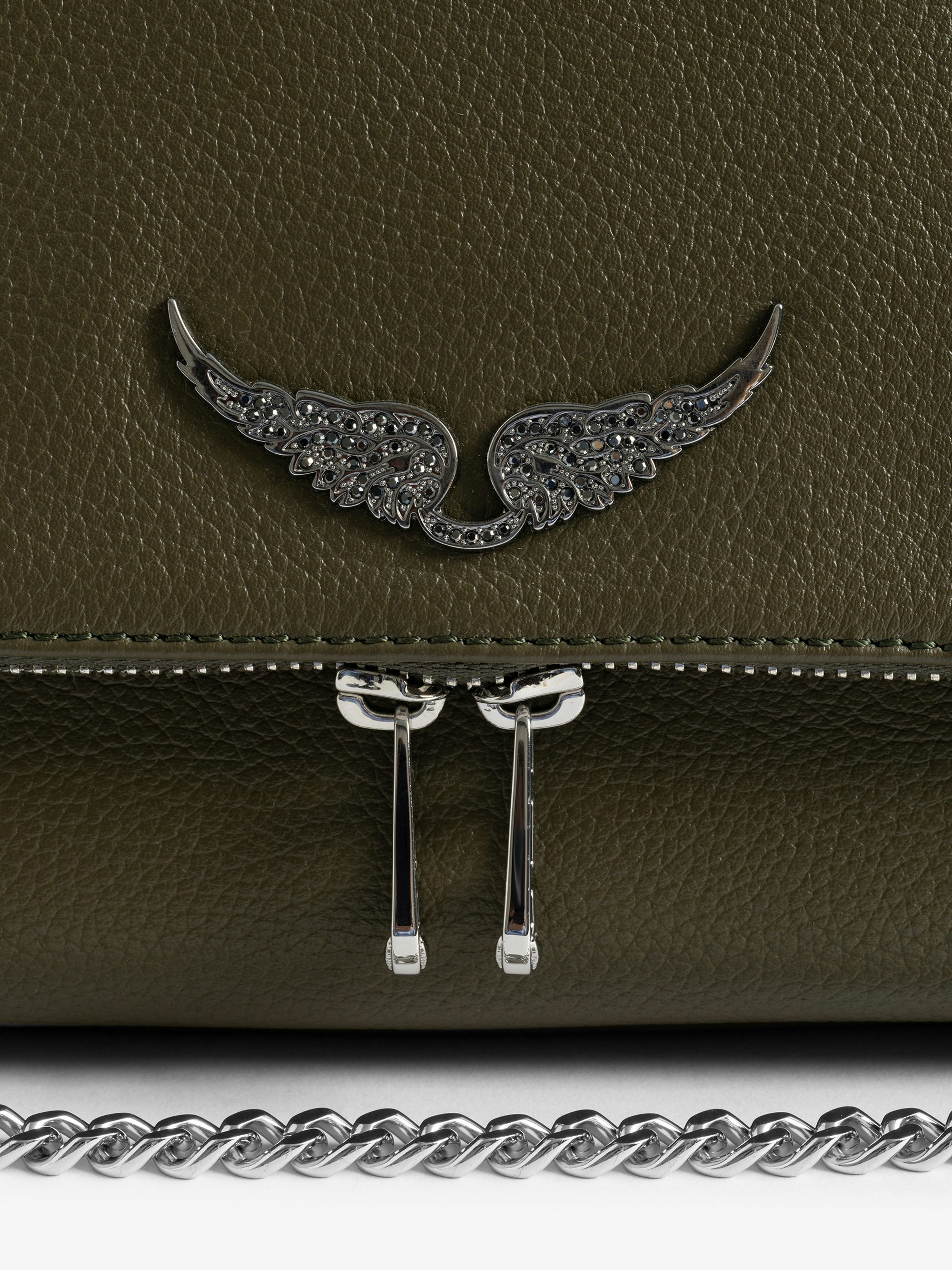 Rocky II Bag - Grained leather bag with shoulder strap and signature wings.